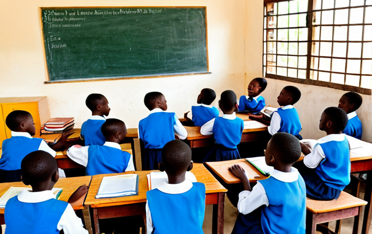 **

"A bustling primary school classroom in Mwanza, Tanzania. Children in modest school uniforms are enthusiastically participating in a Swahili lesson with a dedicated teacher. The classroom is simply furnished but filled with colorful educational materials. Outside, a glimpse of the Tanzanian landscape. Fully clothed, appropriate content, safe for work, perfect anatomy, natural proportions, professional, educational setting, high quality."

**