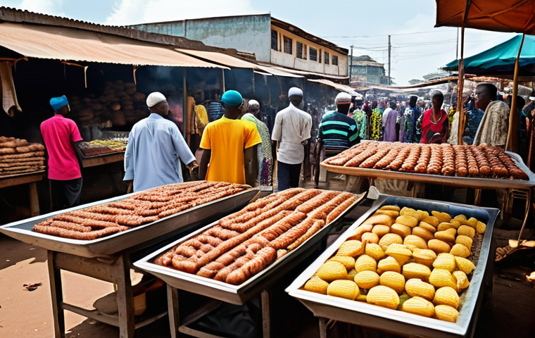 다르에스살람 도시 탐방 - **Vibrant Kariakoo Market Scene:**
    A bustling and colorful open-air market in Dar es Salaam, fil...